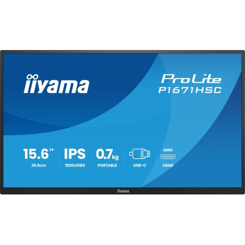 iiyama ProLite/P1671HSC-B1/15,6"/IPS/FHD/60Hz/3ms/Čierna/3R
