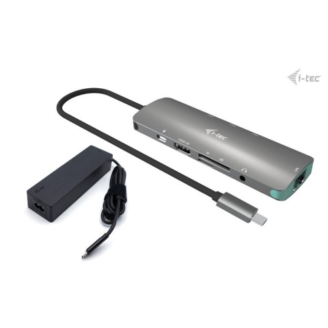 i-tec USB-C Metal Nano Docking Station 4K HDMI LAN, Power Delivery 100 W + Charger 100 W (bundle)